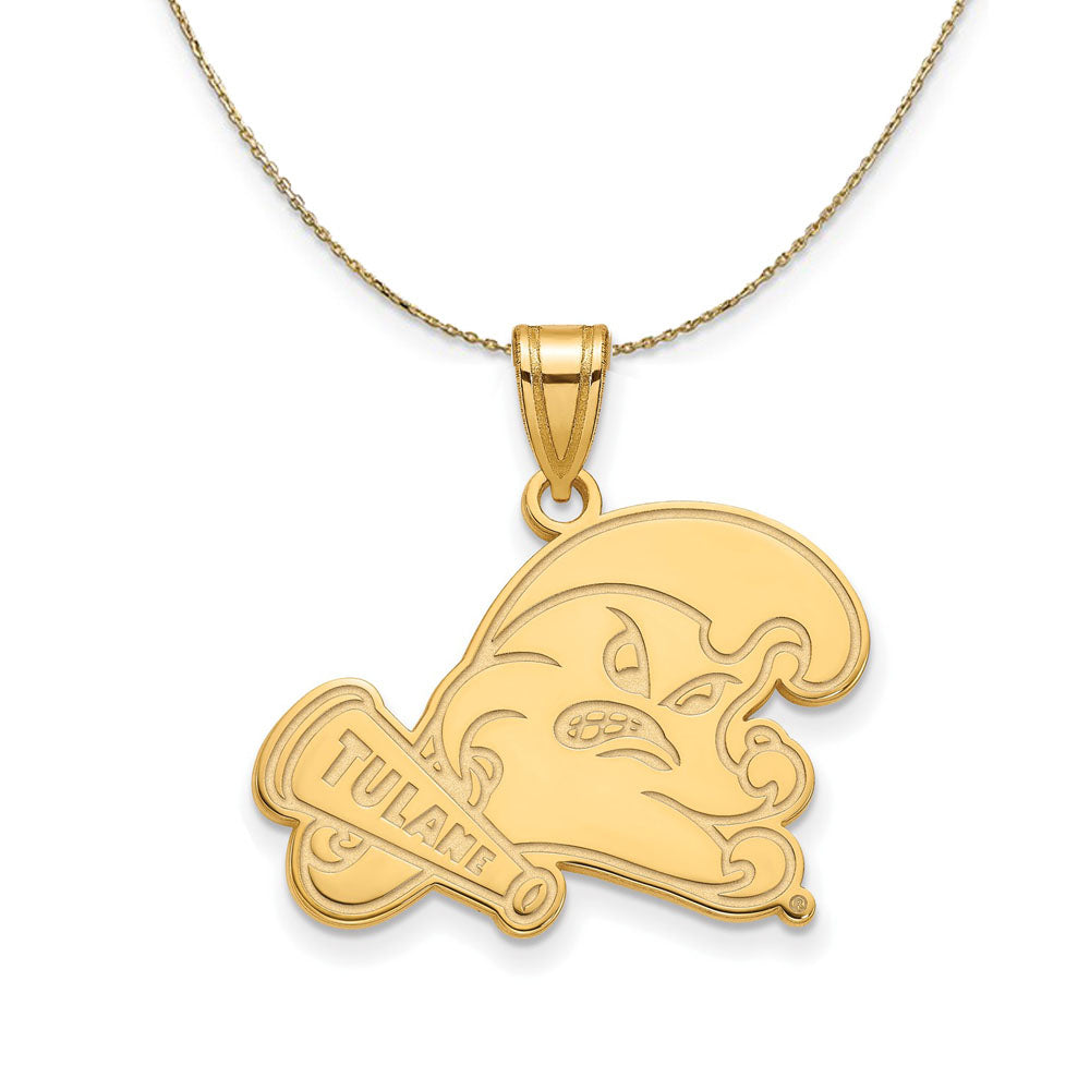 14k Yellow Gold Tulane U. Small Necklace, Item N21120 by The Black Bow Jewelry Co.