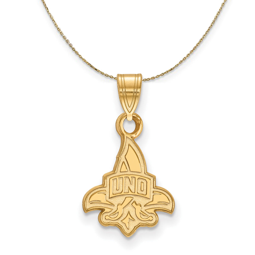 14k Yellow Gold U. of New Orleans Small Necklace, Item N21128 by The Black Bow Jewelry Co.