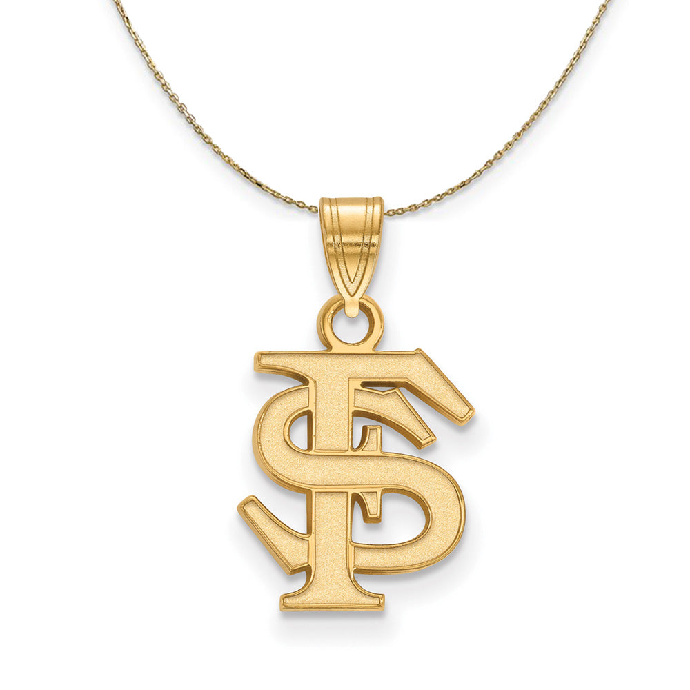 14k Yellow Gold Florida State Small 'FS' Necklace, Item N21141 by The Black Bow Jewelry Co.