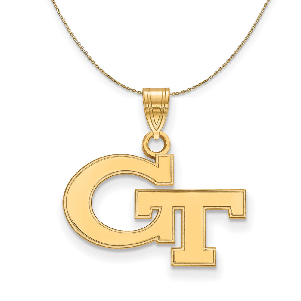 14k Yellow Gold Georgia Technology Small 'GT' Necklace, Item N21142 by The Black Bow Jewelry Co.