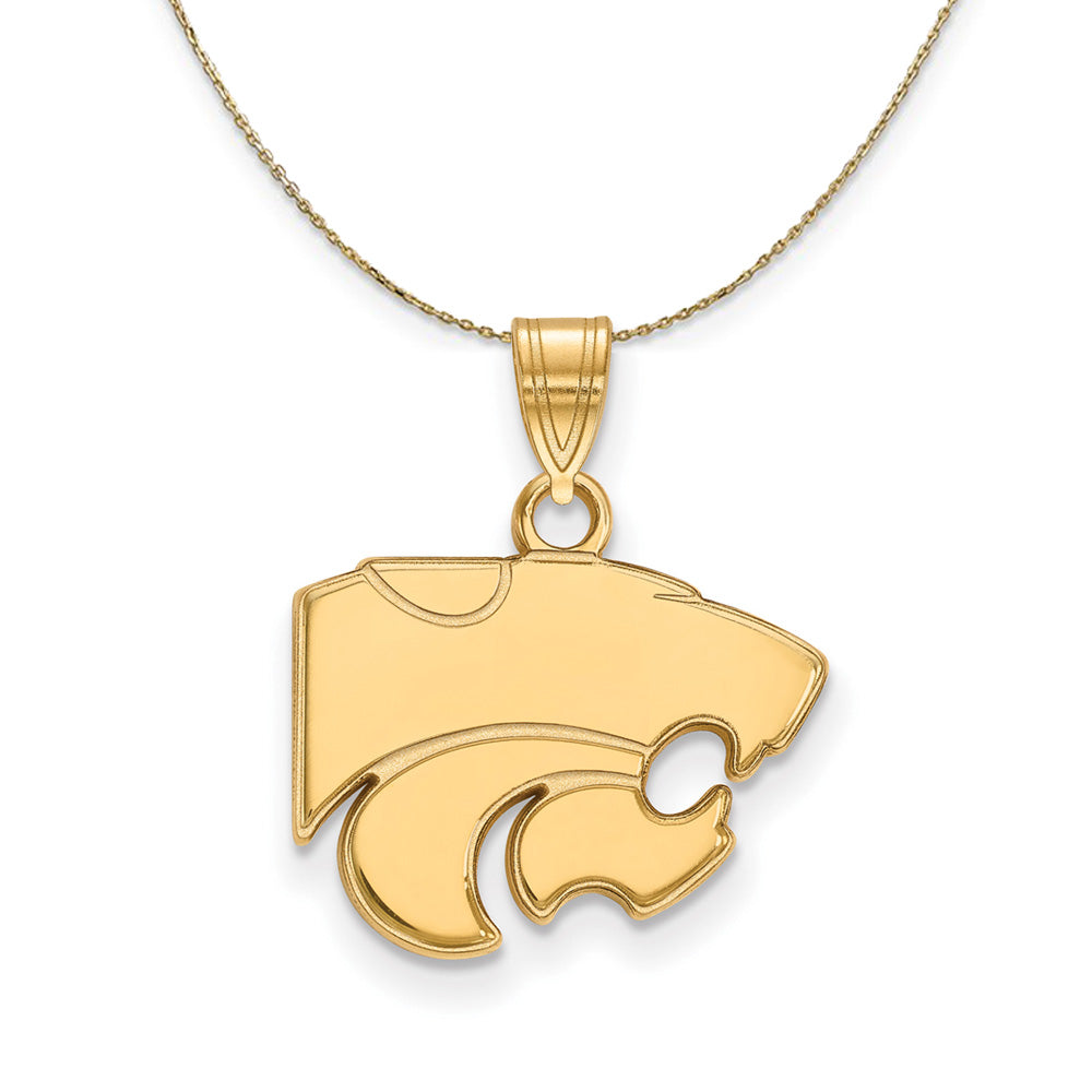 14k Yellow Gold Kansas State Small Mascot Necklace, Item N21146 by The Black Bow Jewelry Co.
