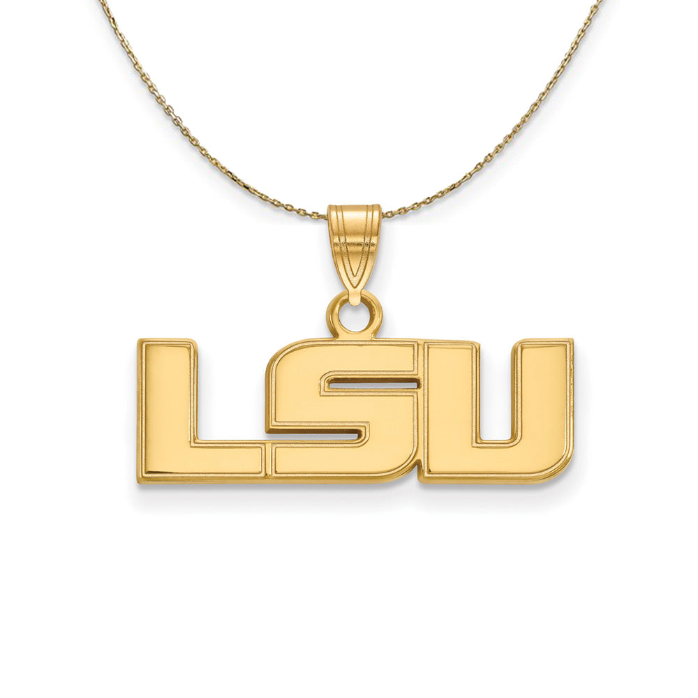 14k Yellow Gold Louisiana State Small 'LSU' Necklace, Item N21147 by The Black Bow Jewelry Co.