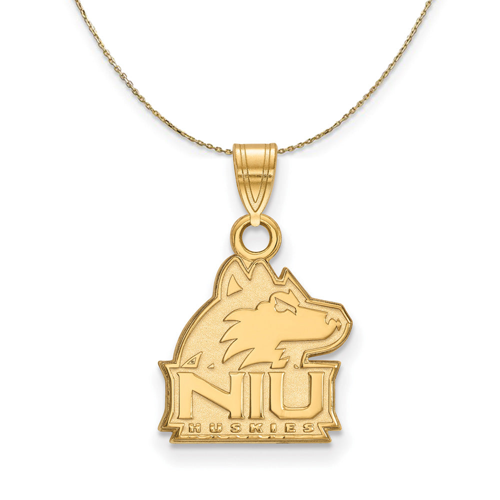 14k Yellow Gold Northern Illinois U. Small Logo Necklace, Item N21151 by The Black Bow Jewelry Co.