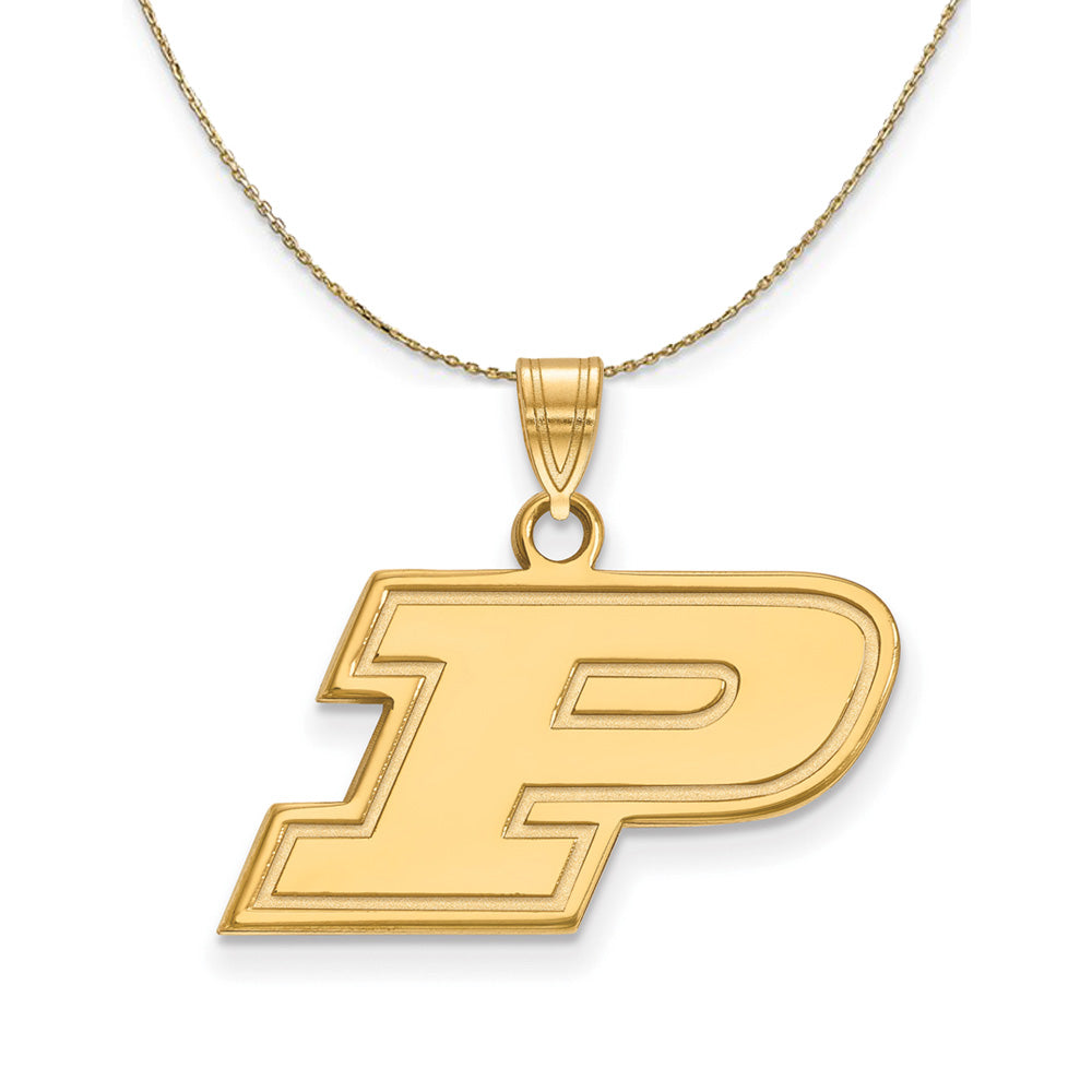 14k Yellow Gold Purdue Small Initial P Necklace, Item N21153 by The Black Bow Jewelry Co.