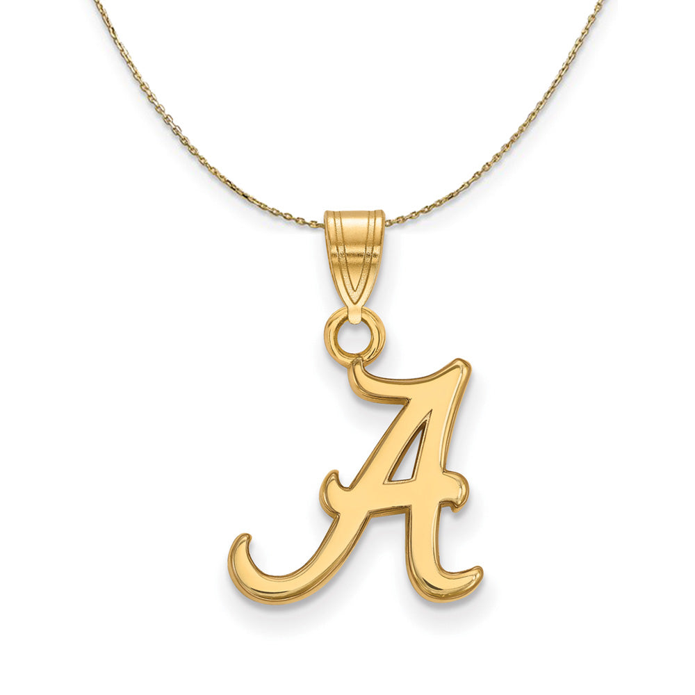 14k Yellow Gold U. of Alabama Sm Script Initial A Necklace, Item N21155 by The Black Bow Jewelry Co.