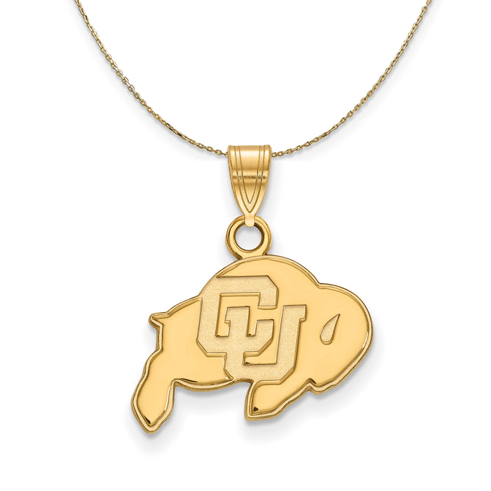 14k Yellow Gold U of Colorado Small Logo Necklace, Item N21160 by The Black Bow Jewelry Co.