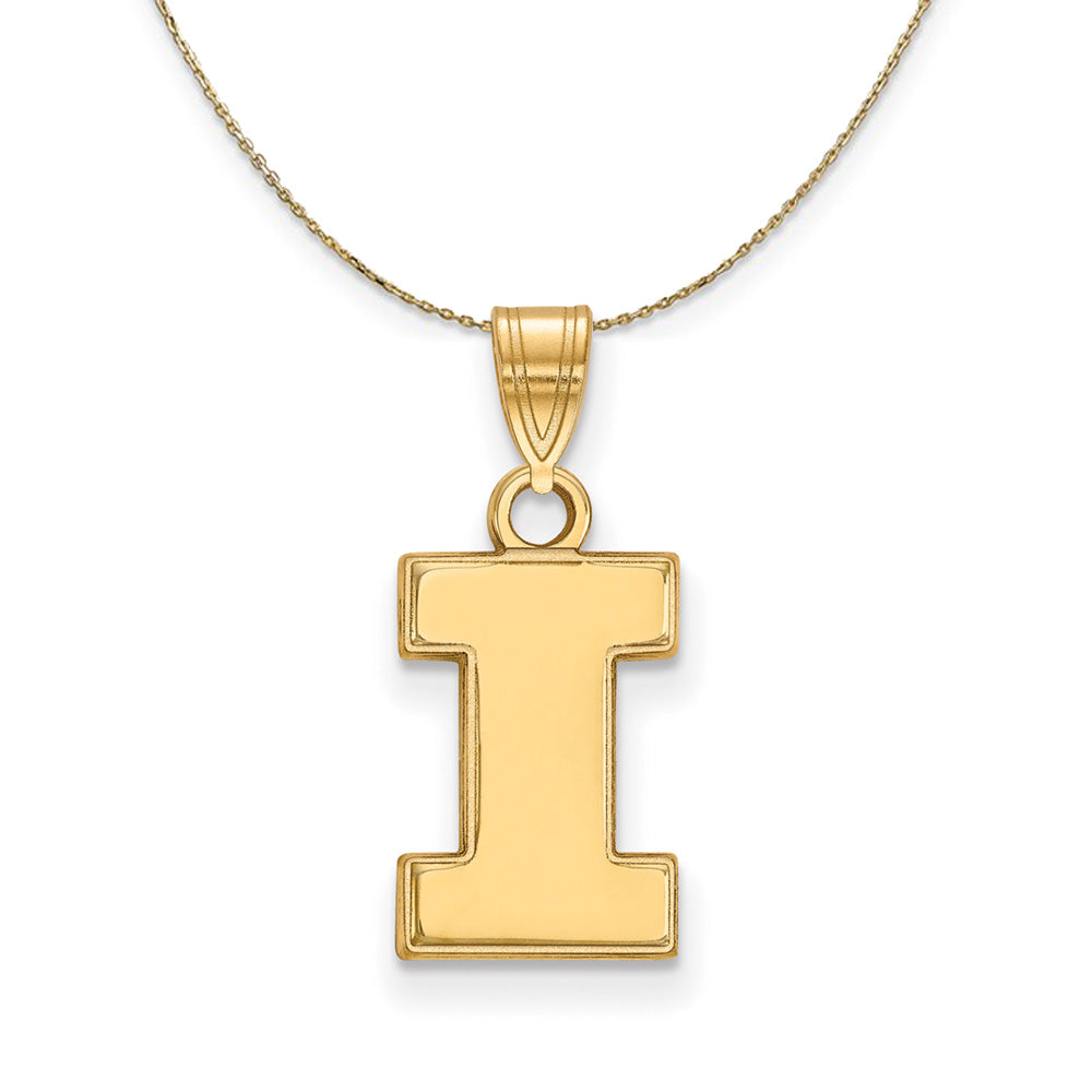 14k Yellow Gold U. of Illinois Small Initial I Necklace, Item N21165 by The Black Bow Jewelry Co.