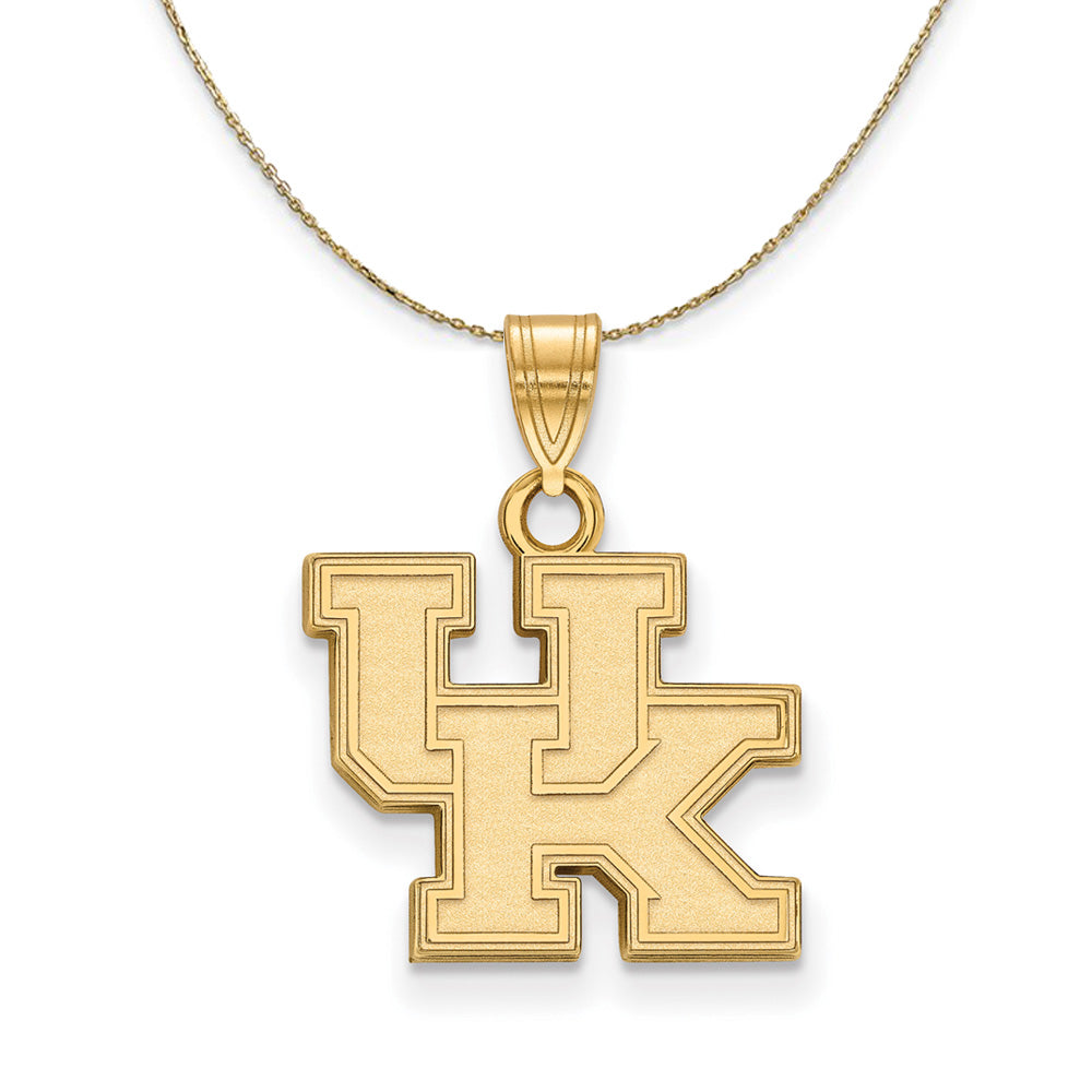 14k Yellow Gold U. of Kentucky Small 'UK' Necklace, Item N21166 by The Black Bow Jewelry Co.