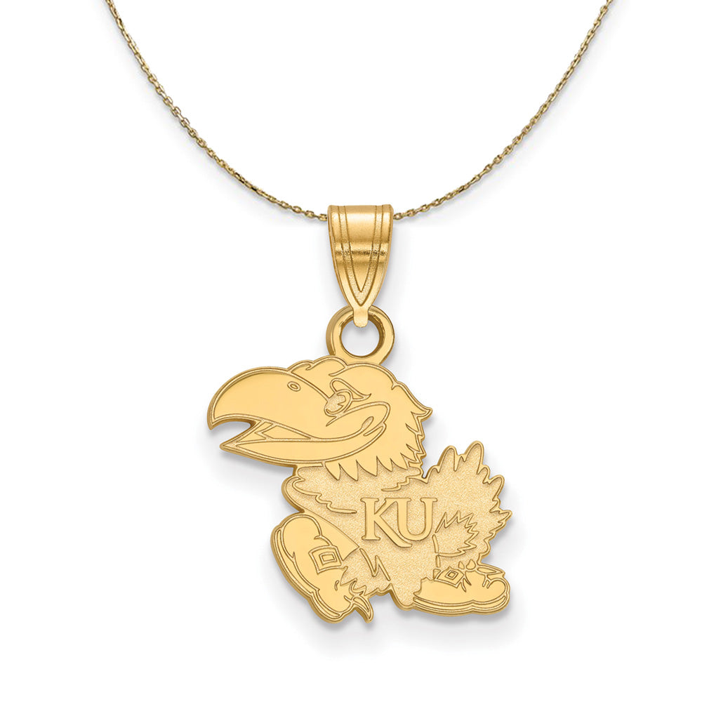 14k Yellow Gold U. of Kansas Small Mascot Necklace, Item N21167 by The Black Bow Jewelry Co.