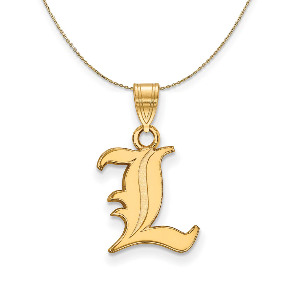 14k Yellow Gold U. of Louisville Small 'L' Necklace, Item N21168 by The Black Bow Jewelry Co.