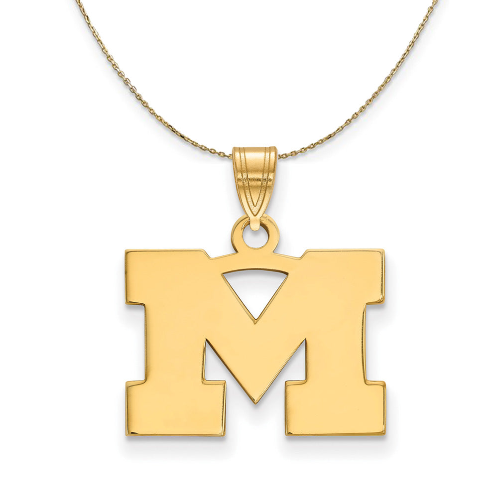 14k Yellow Gold U. of Michigan Small Initial M Necklace, Item N21169 by The Black Bow Jewelry Co.