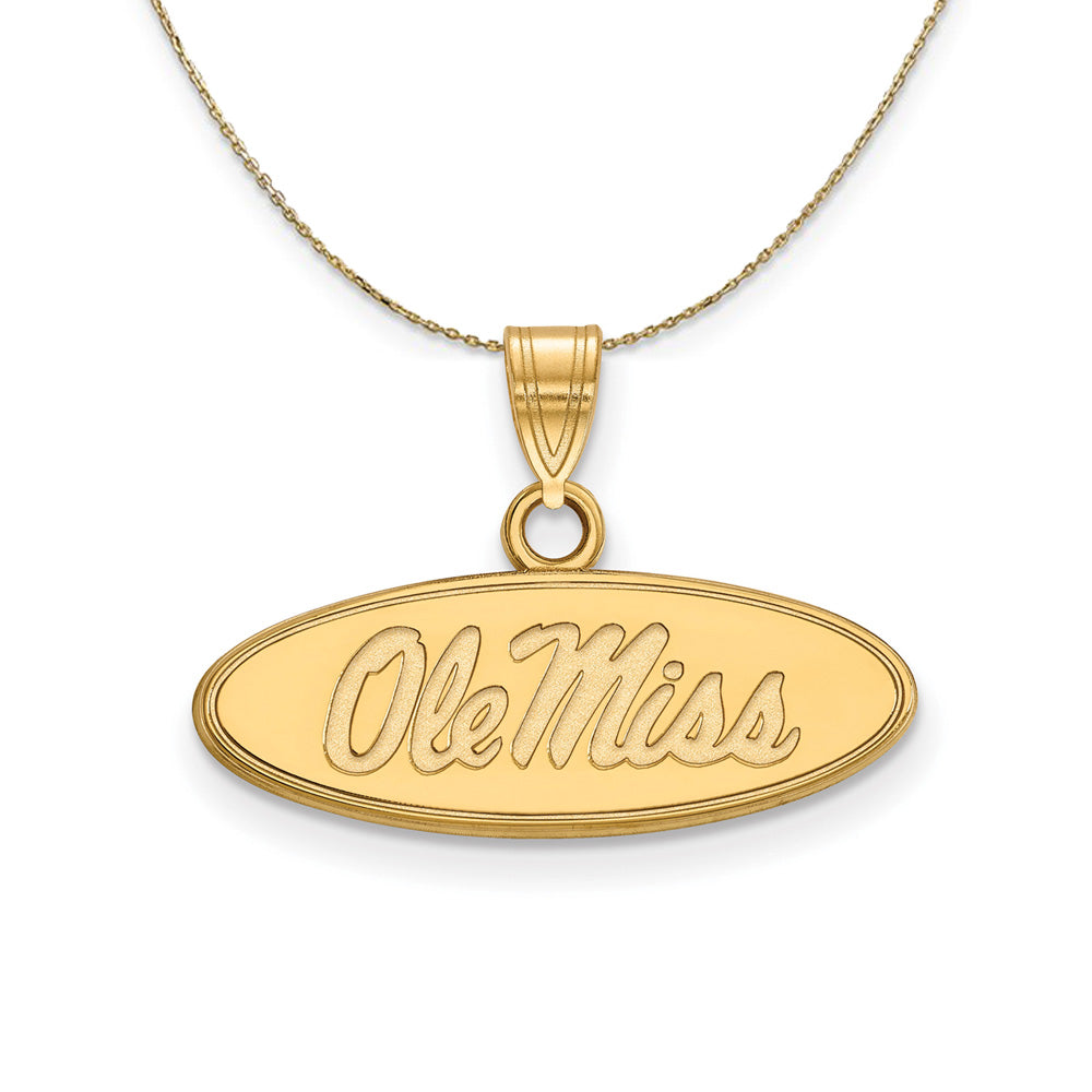 14k Yellow Gold U. of Mississippi Sm 'Ole Miss' Necklace, Item N21173 by The Black Bow Jewelry Co.