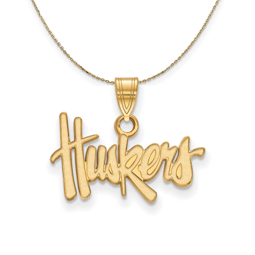 14k Yellow Gold U. of Nebraska Small 'Huskers" Necklace, Item N21175 by The Black Bow Jewelry Co.