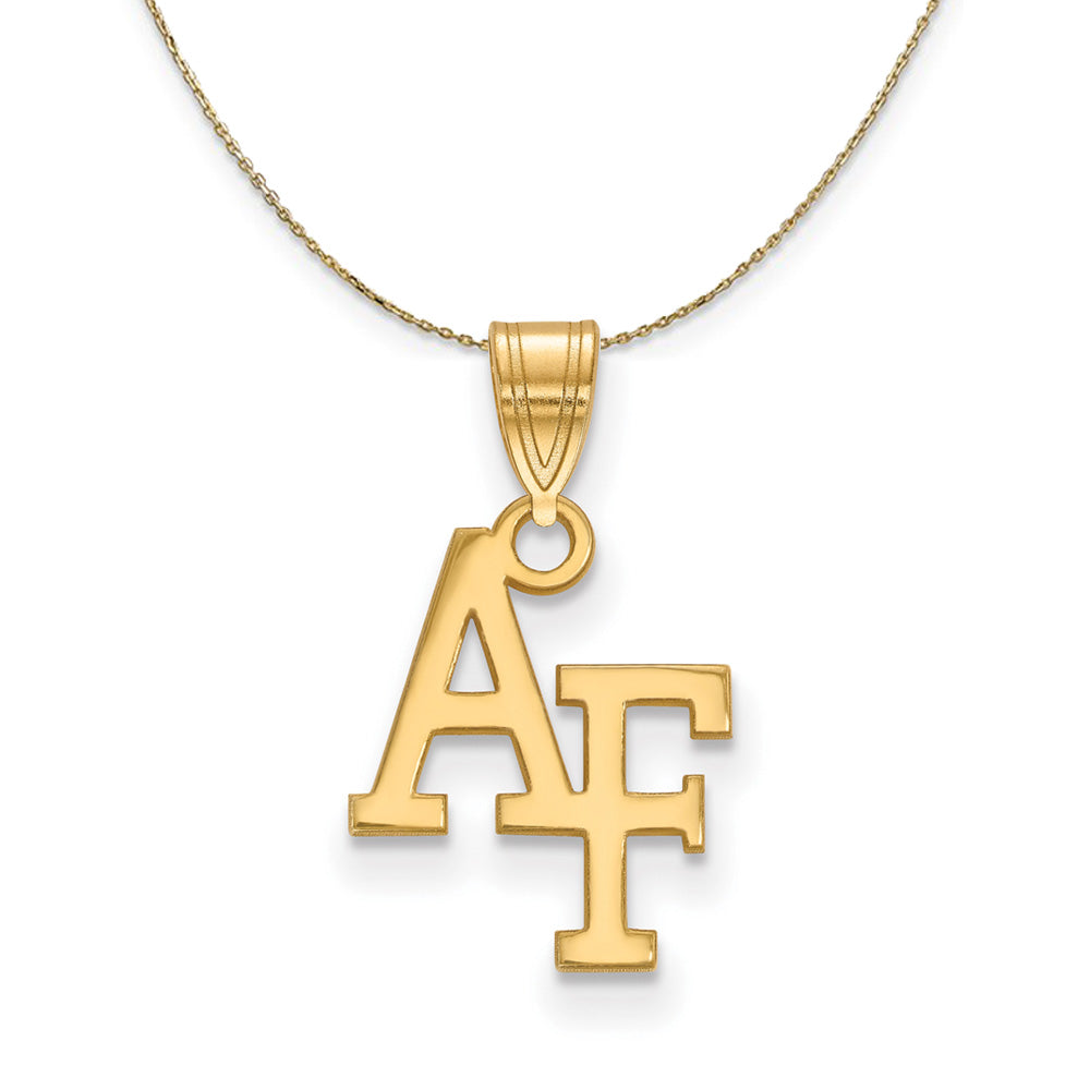 14k Yellow Gold Air Force Academy Small 'AF' Necklace, Item N21177 by The Black Bow Jewelry Co.