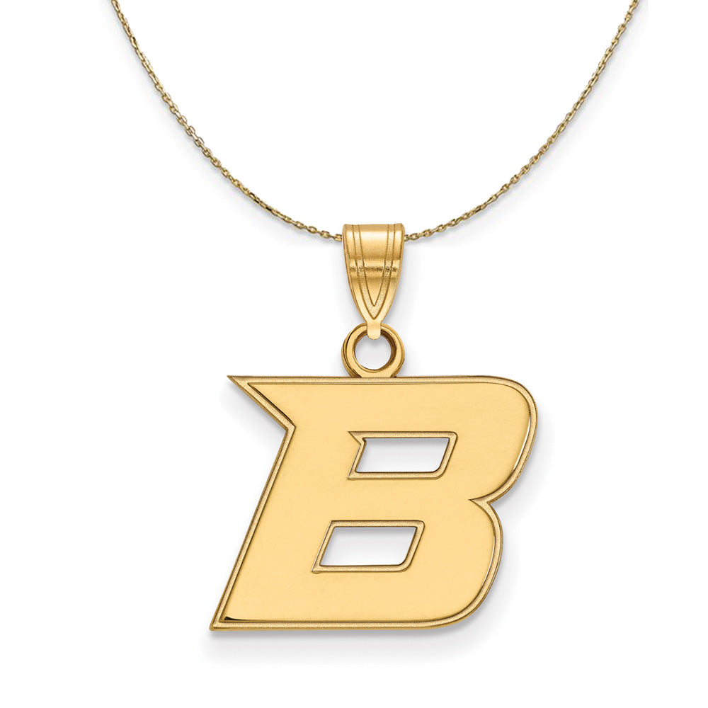 14k Yellow Gold Boise State Small Initial B Necklace, Item N21183 by The Black Bow Jewelry Co.
