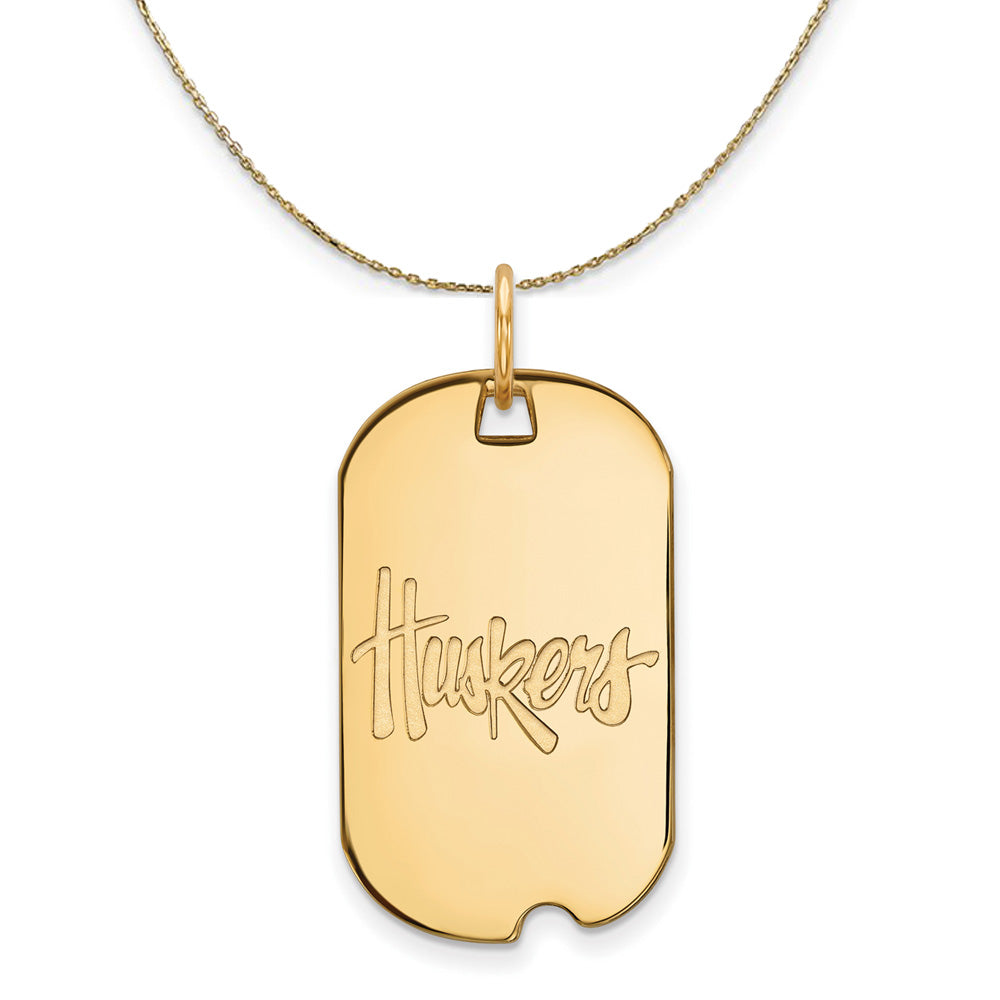 14k Yellow Gold U. of Nebraska 'Huskers' Dog Tag Necklace, Item N21204 by The Black Bow Jewelry Co.