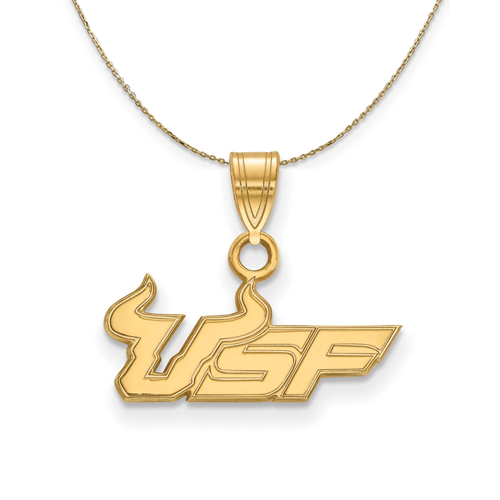 14k Yellow Gold South Florida Small 'USF' Necklace, Item N21207 by The Black Bow Jewelry Co.