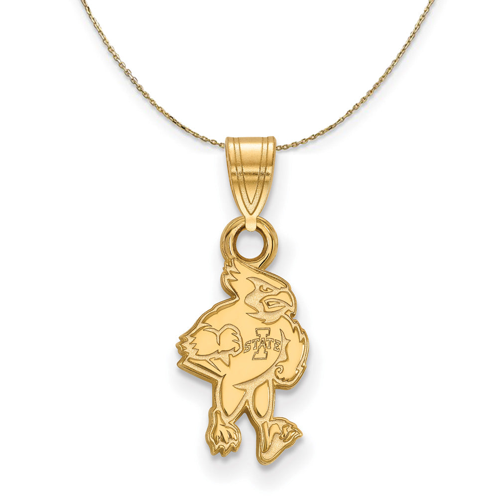 14k Yellow Gold Iowa State Small Mascot Necklace, Item N21211 by The Black Bow Jewelry Co.