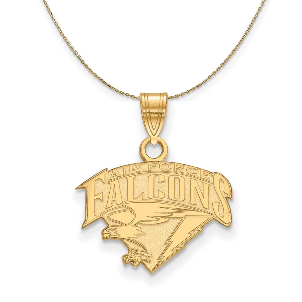 14k Yellow Gold Air Force Academy Small Logo Necklace, Item N21214 by The Black Bow Jewelry Co.