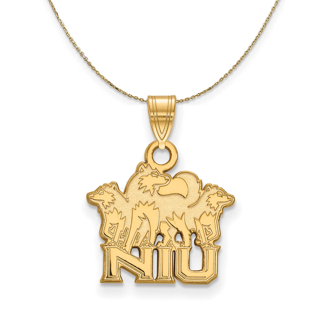 14k Yellow Gold Northern Illinois U. Sm Logo Necklace, Item N21220 by The Black Bow Jewelry Co.