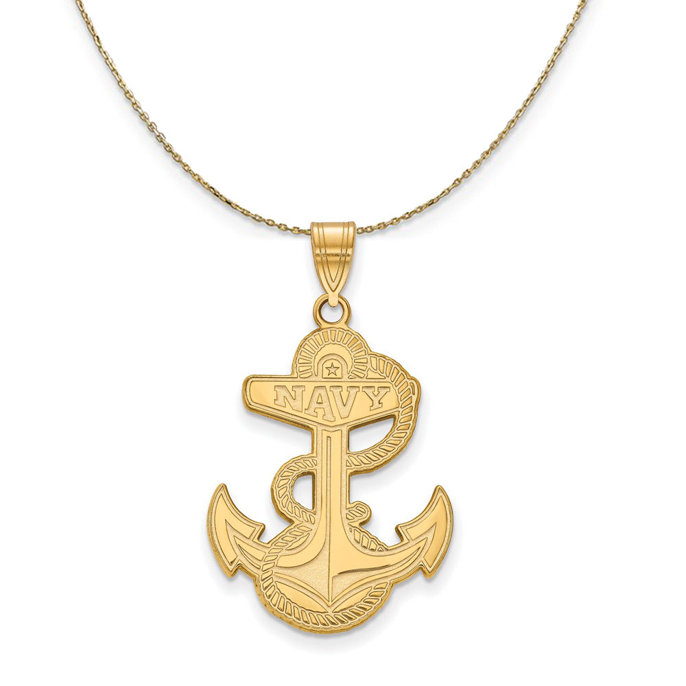 14k Yellow Gold U.S. Navy Small Necklace, Item N21222 by The Black Bow Jewelry Co.