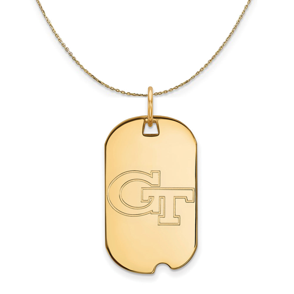 14k Yellow Gold Georgia Technology Dog Tag Necklace, Item N21223 by The Black Bow Jewelry Co.