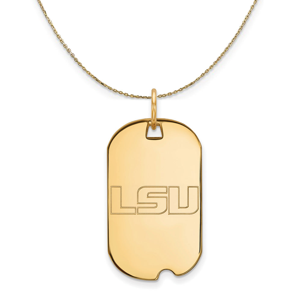 14k Yellow Gold Louisiana State Dog Tag Necklace, Item N21224 by The Black Bow Jewelry Co.