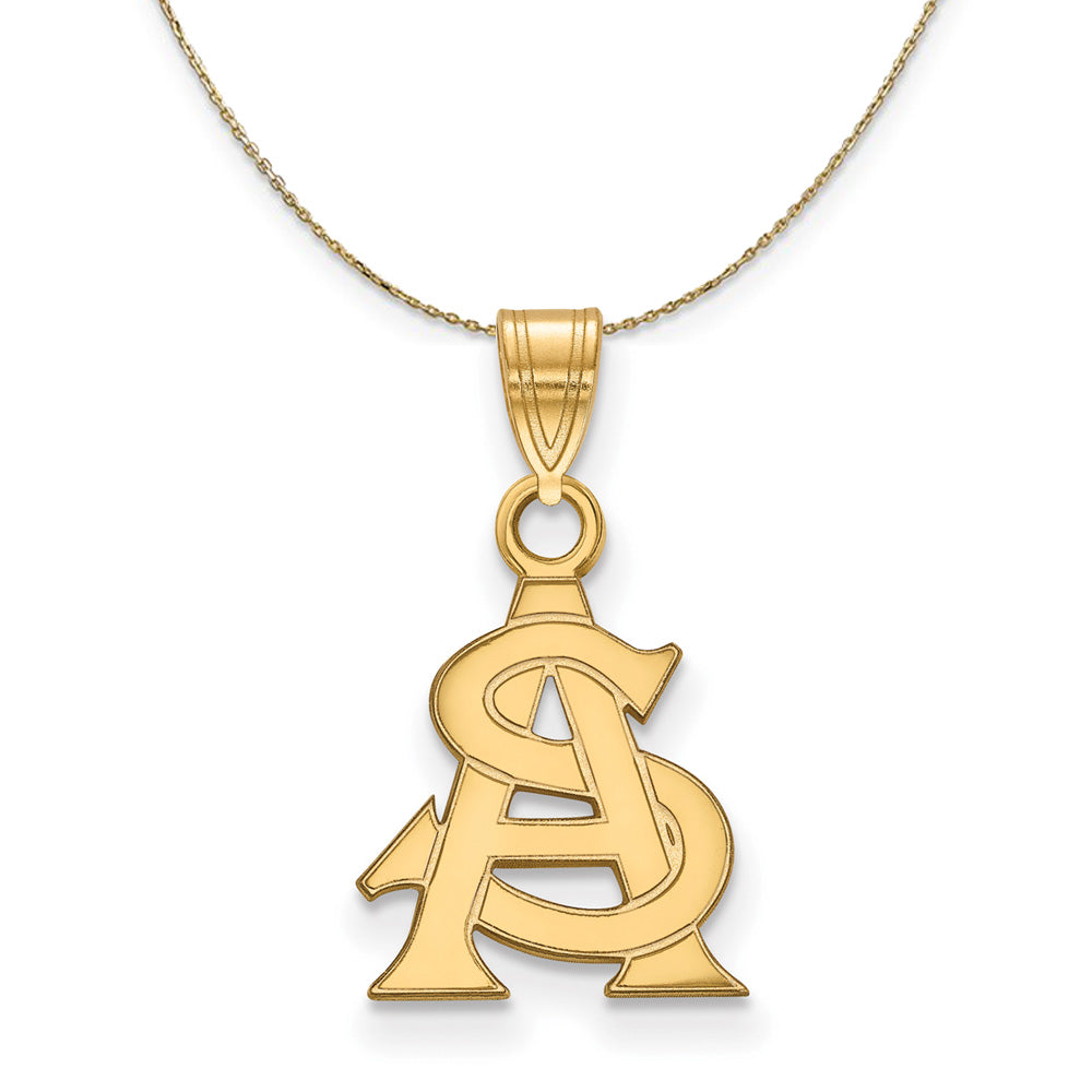14k Yellow Gold Arizona State Small 'AS' Necklace, Item N21231 by The Black Bow Jewelry Co.