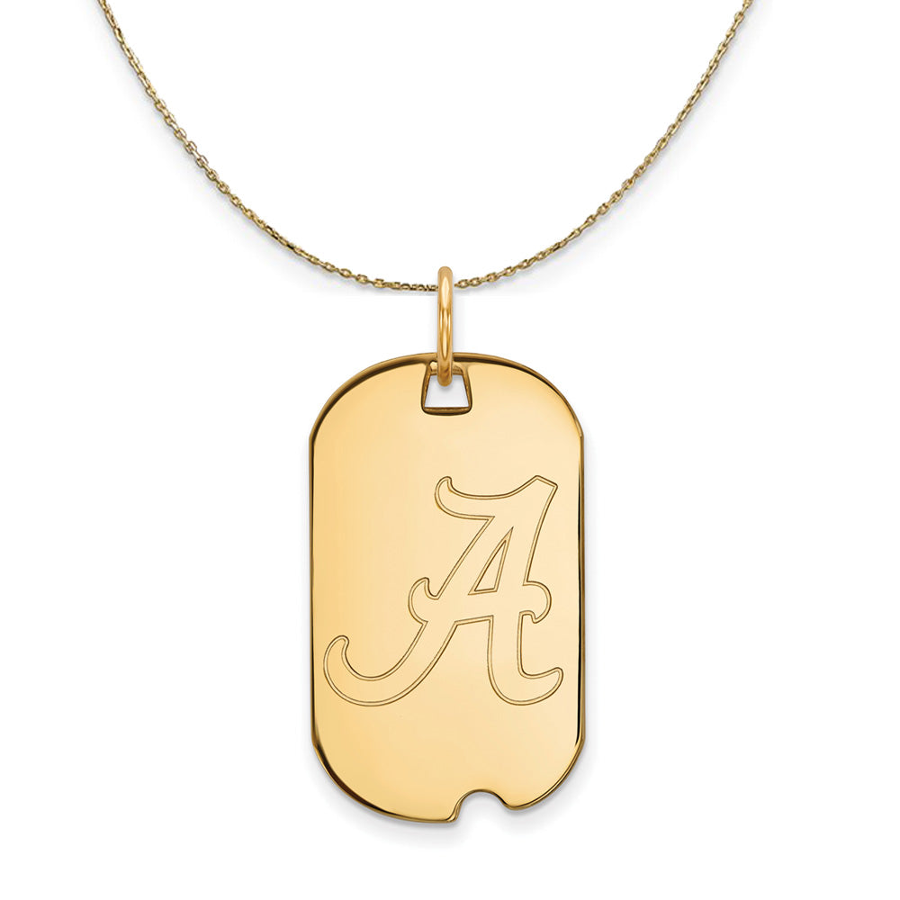 14k Yellow Gold U. of Alabama Initial A Dog Tag Necklace, Item N21245 by The Black Bow Jewelry Co.