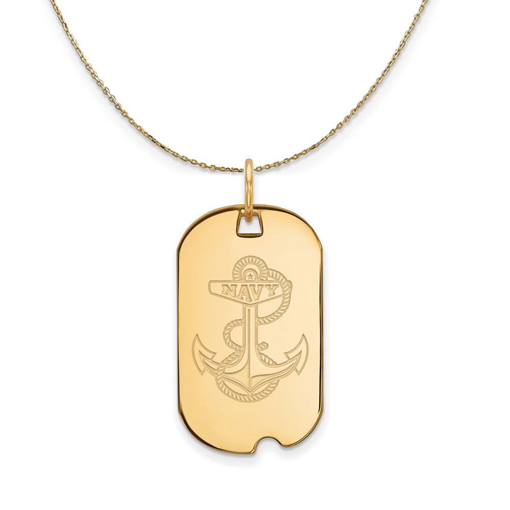 14k Yellow Gold U.S. Navy Dog Tag Necklace, Item N21251 by The Black Bow Jewelry Co.