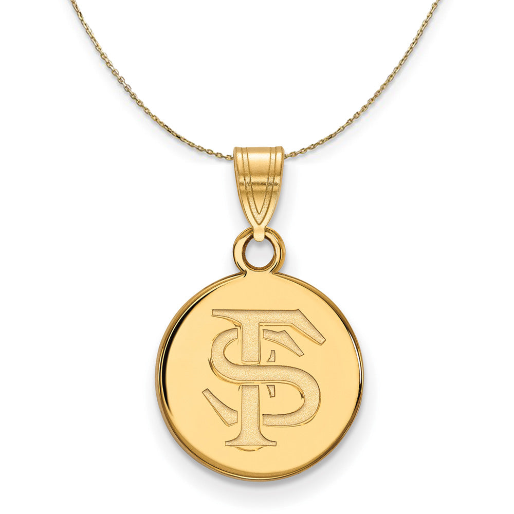 14k Yellow Gold Florida State Small Disc Necklace, Item N21256 by The Black Bow Jewelry Co.