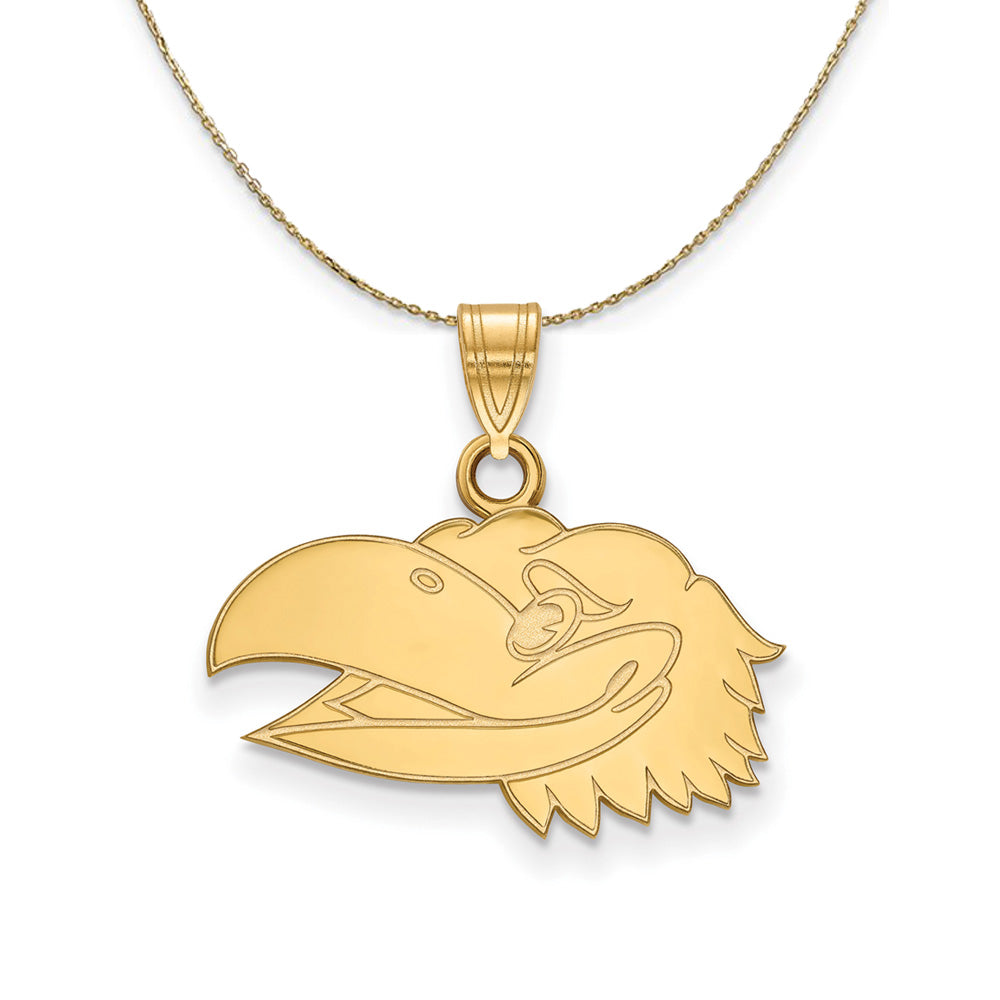 14k Yellow Gold U. of Kansas Small Jayhawks Necklace, Item N21261 by The Black Bow Jewelry Co.