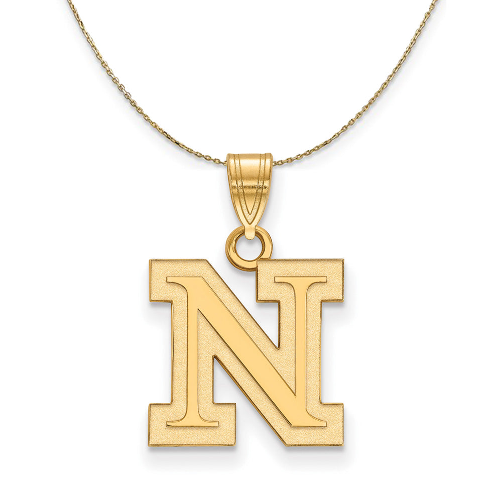 14k Yellow Gold U. of Nebraska Small Initial N Necklace, Item N21264 by The Black Bow Jewelry Co.