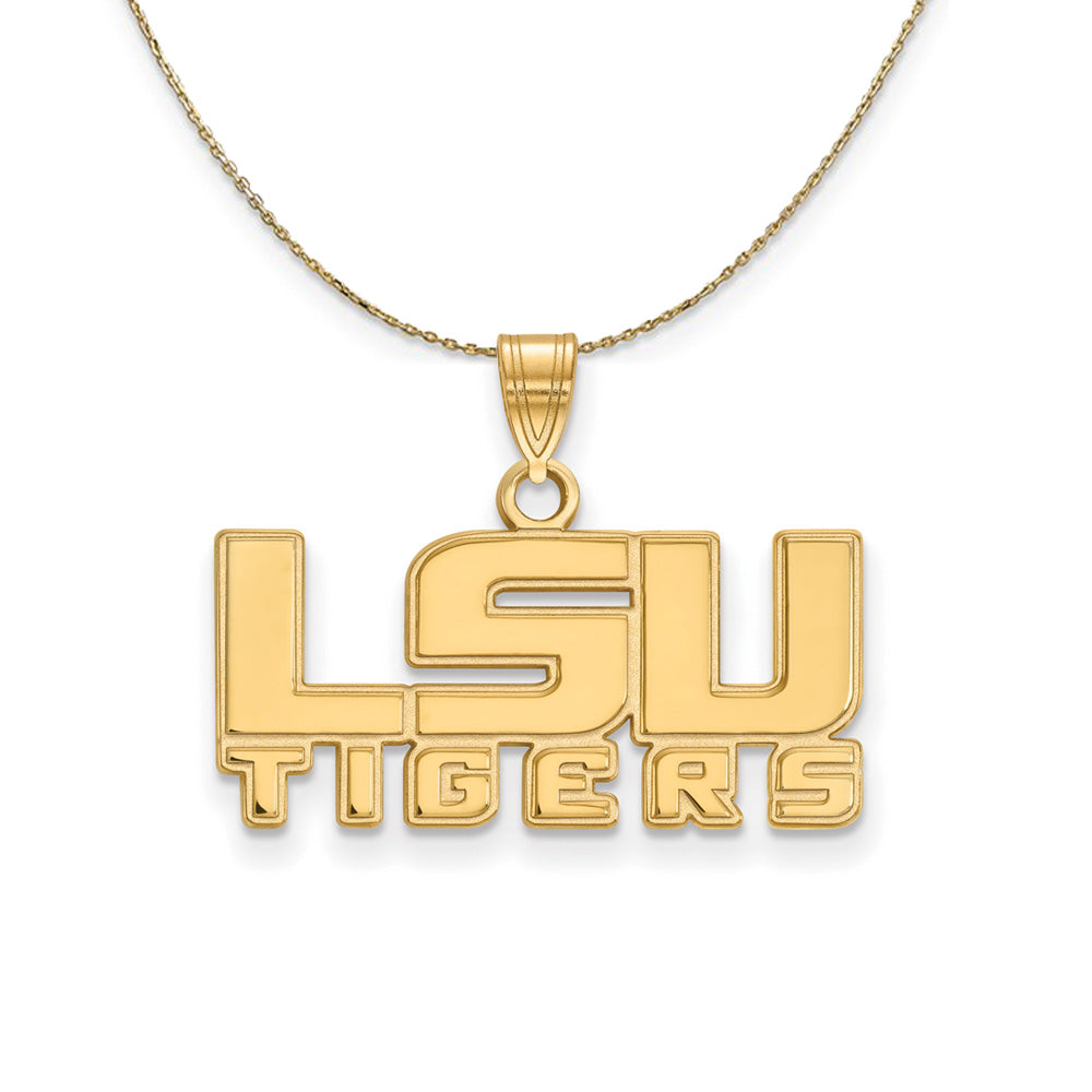 14k Yellow Gold Louisiana State Small Logo Necklace, Item N21266 by The Black Bow Jewelry Co.