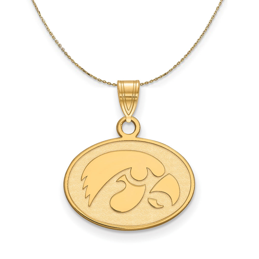 14k Yellow Gold U. of Iowa Sm Oval Mascot Necklace, Item N21274 by The Black Bow Jewelry Co.