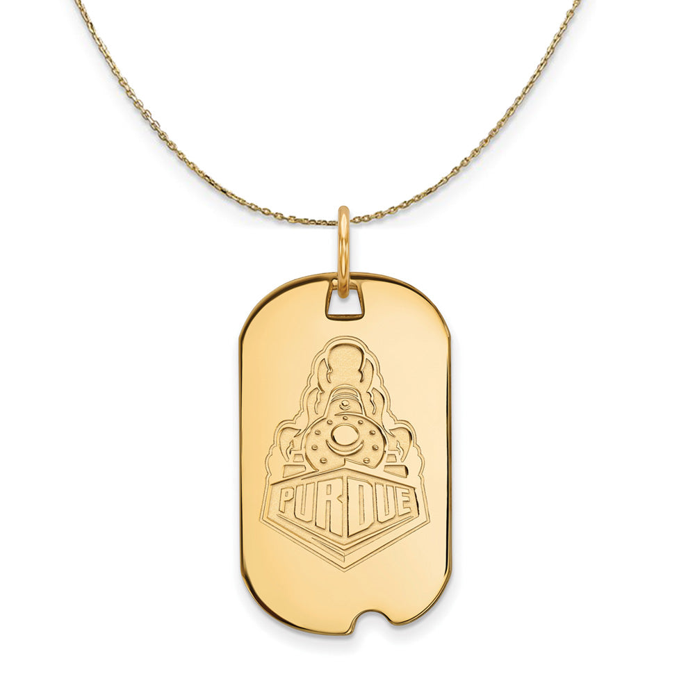 14k Yellow Gold Purdue Logo Dog Tag Necklace, Item N21281 by The Black Bow Jewelry Co.