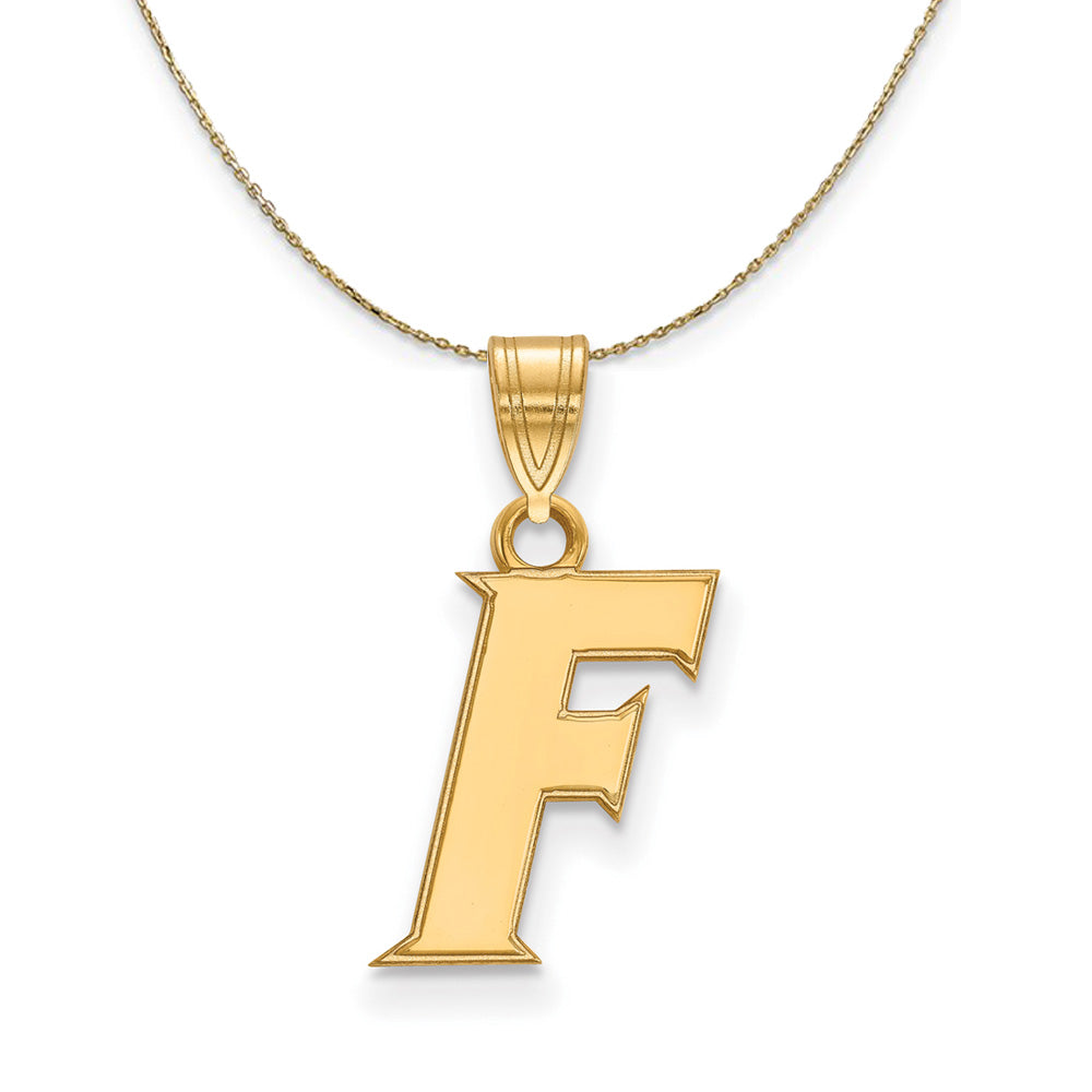 14k Yellow Gold U of Florida Small Initial F Necklace, Item N21284 by The Black Bow Jewelry Co.