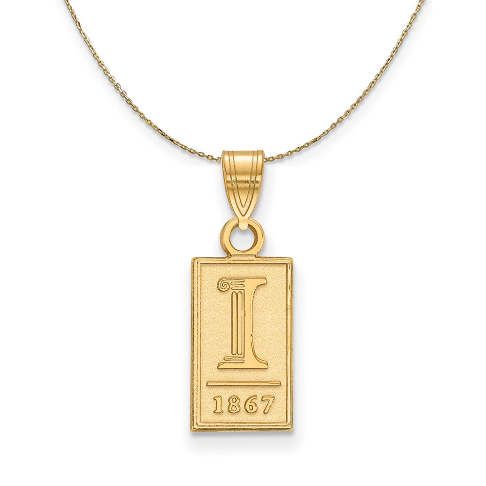 14k Yellow Gold U. of Illinois Small Logo Necklace, Item N21288 by The Black Bow Jewelry Co.