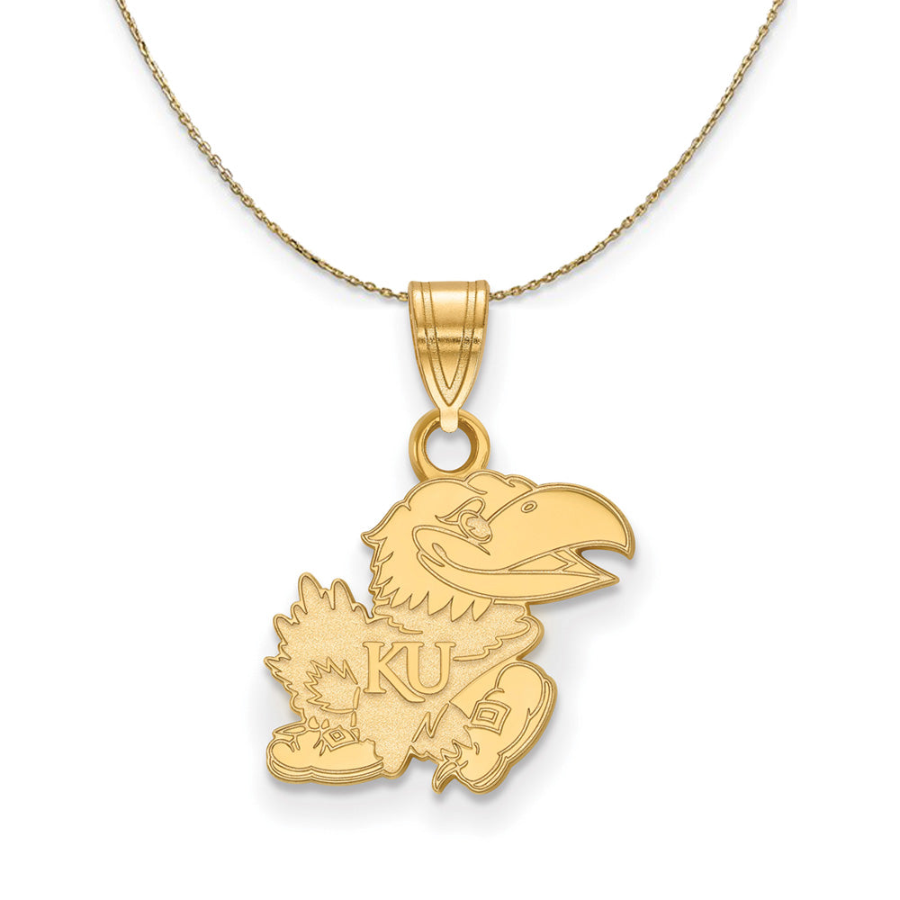 14k Yellow Gold U. of Kansas Small Necklace, Item N21294 by The Black Bow Jewelry Co.