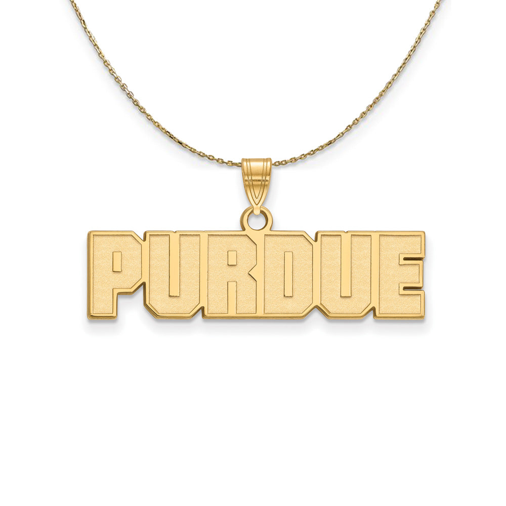 14k Yellow Gold Purdue Small Script Necklace, Item N21295 by The Black Bow Jewelry Co.