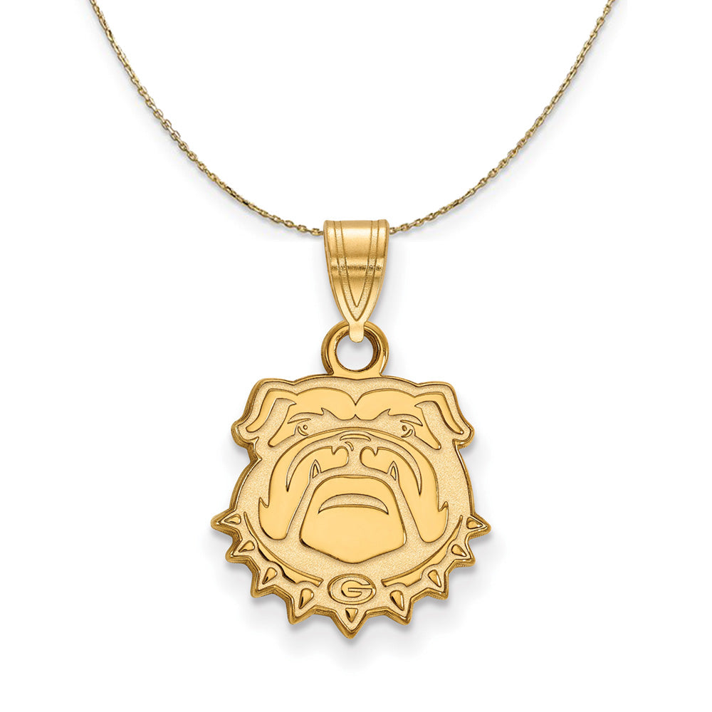 14k Yellow Gold U. of Georgia Bulldogs Sm Mascot Necklace, Item N21298 by The Black Bow Jewelry Co.