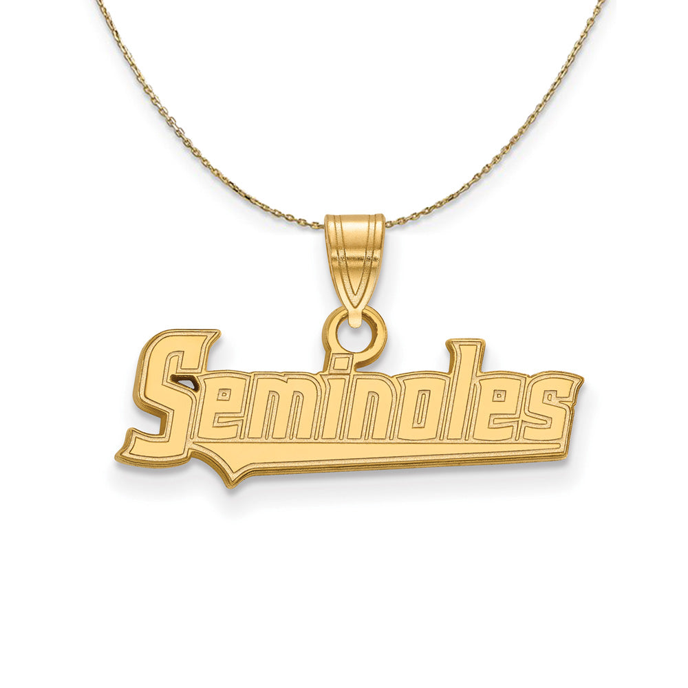 14k Yellow Gold Florida State Small 'Seminoles' Necklace, Item N21302 by The Black Bow Jewelry Co.