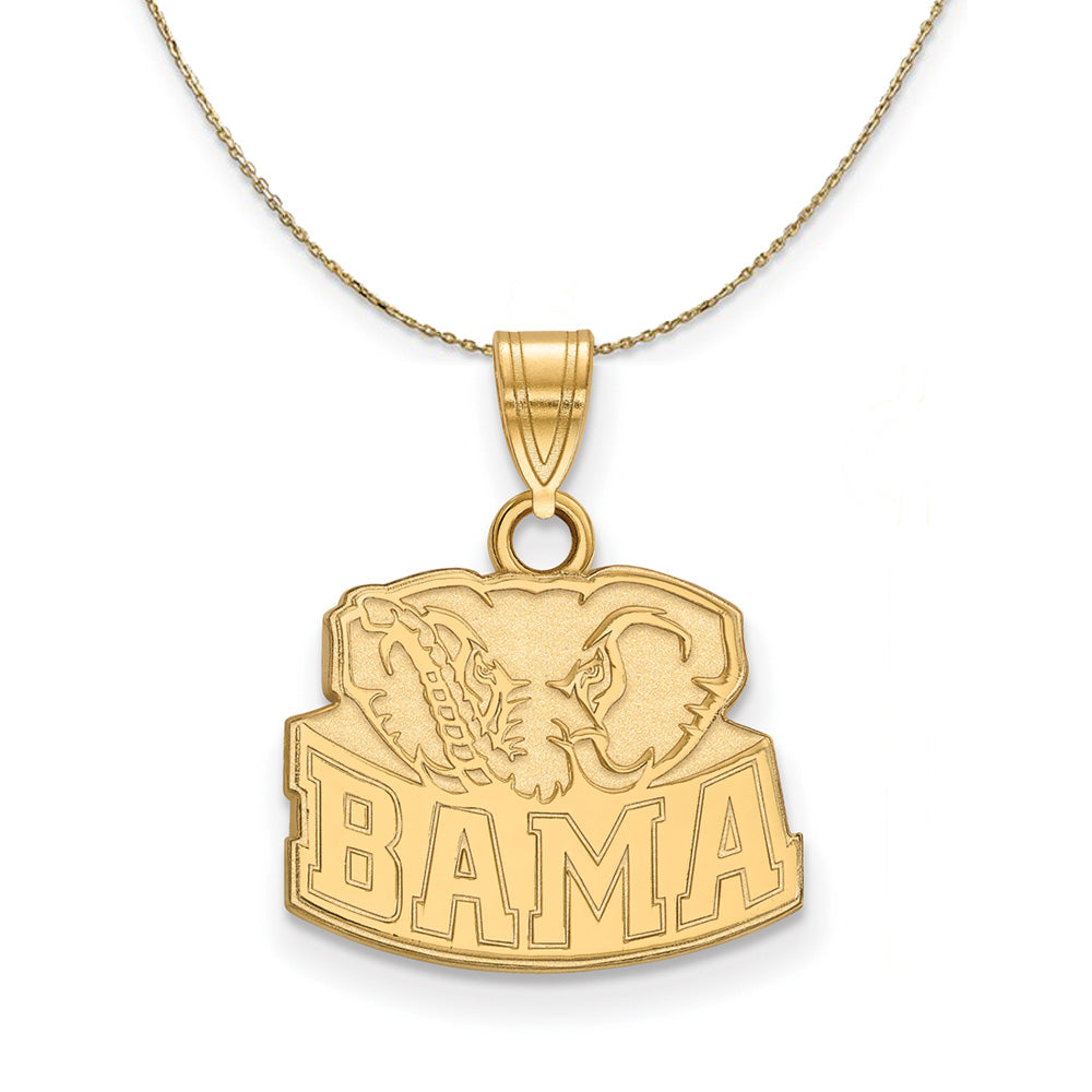14k Yellow Gold U. of Alabama Sm 'BAMA' Logo Necklace, Item N21304 by The Black Bow Jewelry Co.