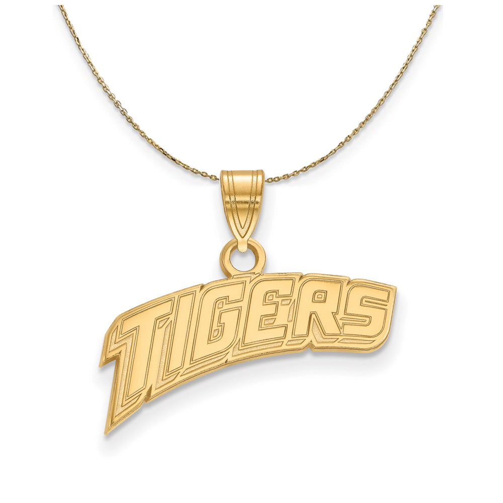 14k Yellow Gold Louisiana State Sm 'TIGERS' Necklace, Item N21308 by The Black Bow Jewelry Co.