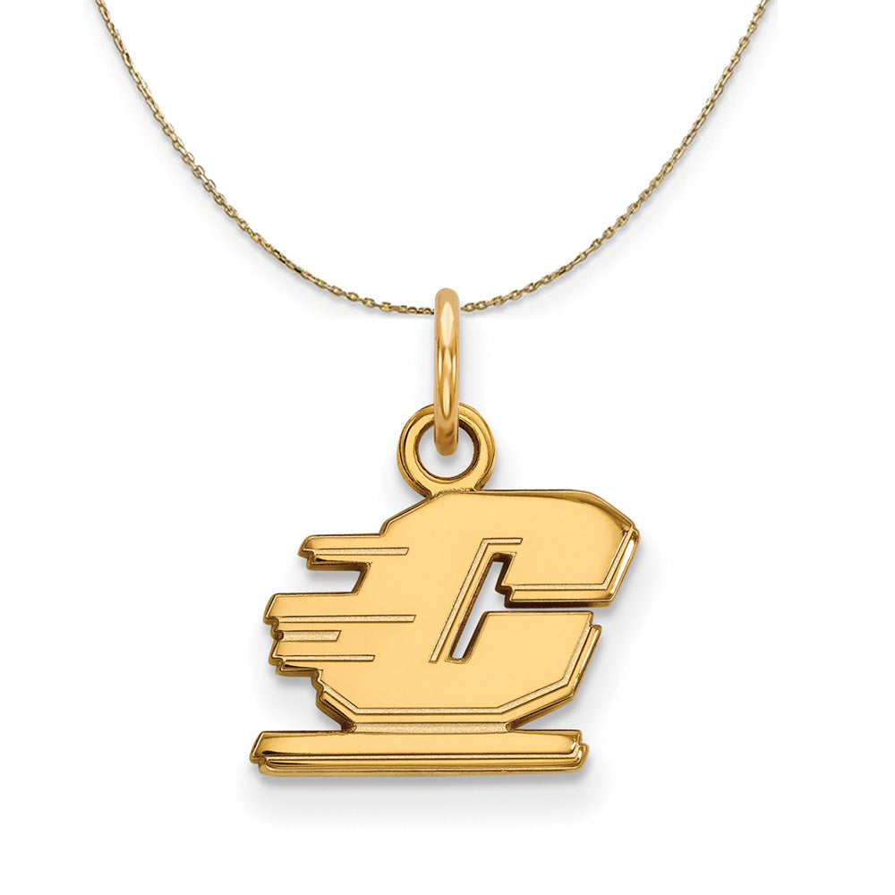 14k Yellow Gold Central Michigan U X-Small Necklace, Item N21316 by The Black Bow Jewelry Co.