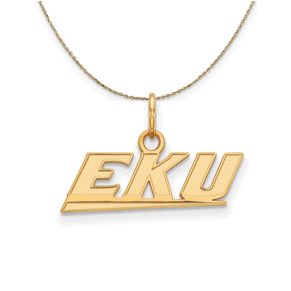 14k Yellow Gold Eastern Kentucky U X-Sm Mascot Necklace, Item N21318 by The Black Bow Jewelry Co.