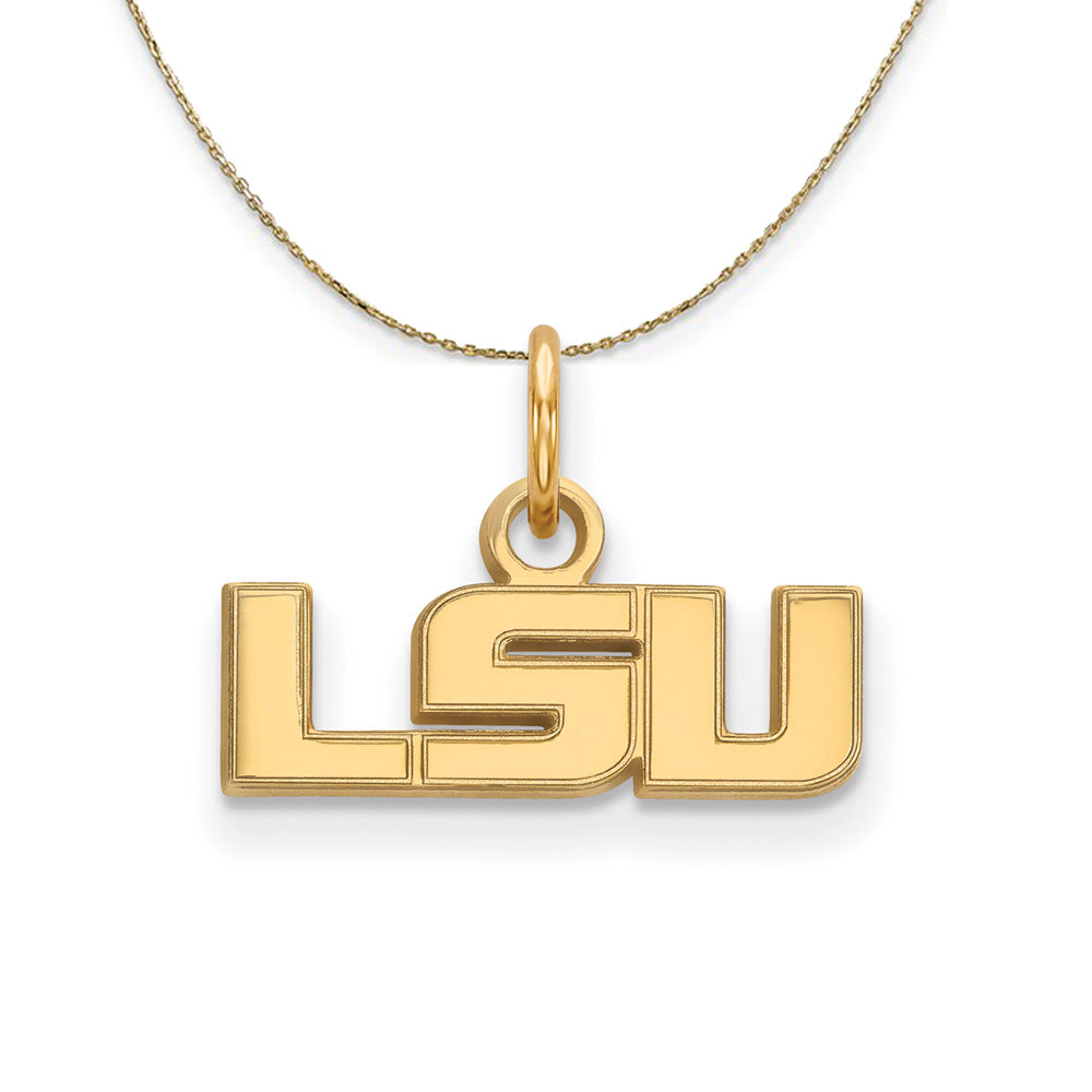 14k Yellow Gold Louisiana State X-Small 'LSU' Necklace, Item N21327 by The Black Bow Jewelry Co.
