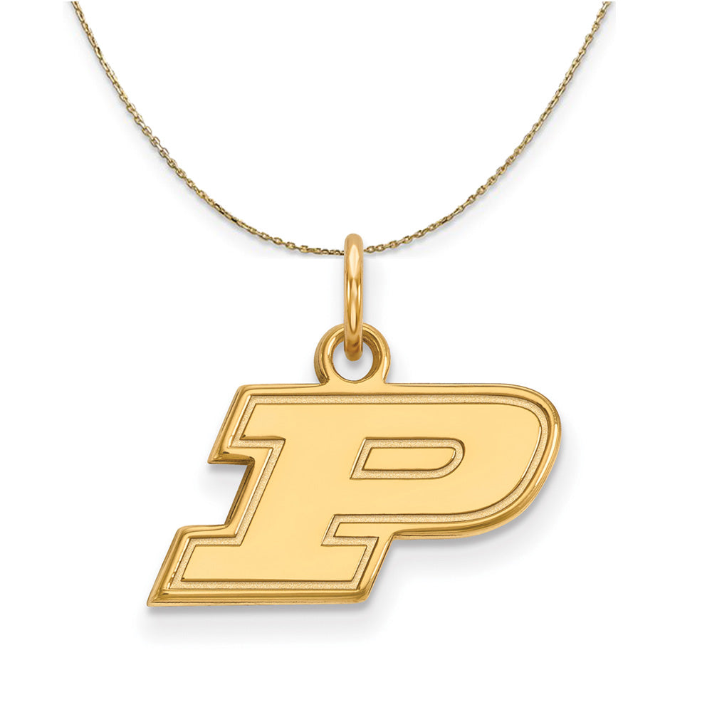 14k Yellow Gold Purdue X-Small Initial P Necklace, Item N21332 by The Black Bow Jewelry Co.