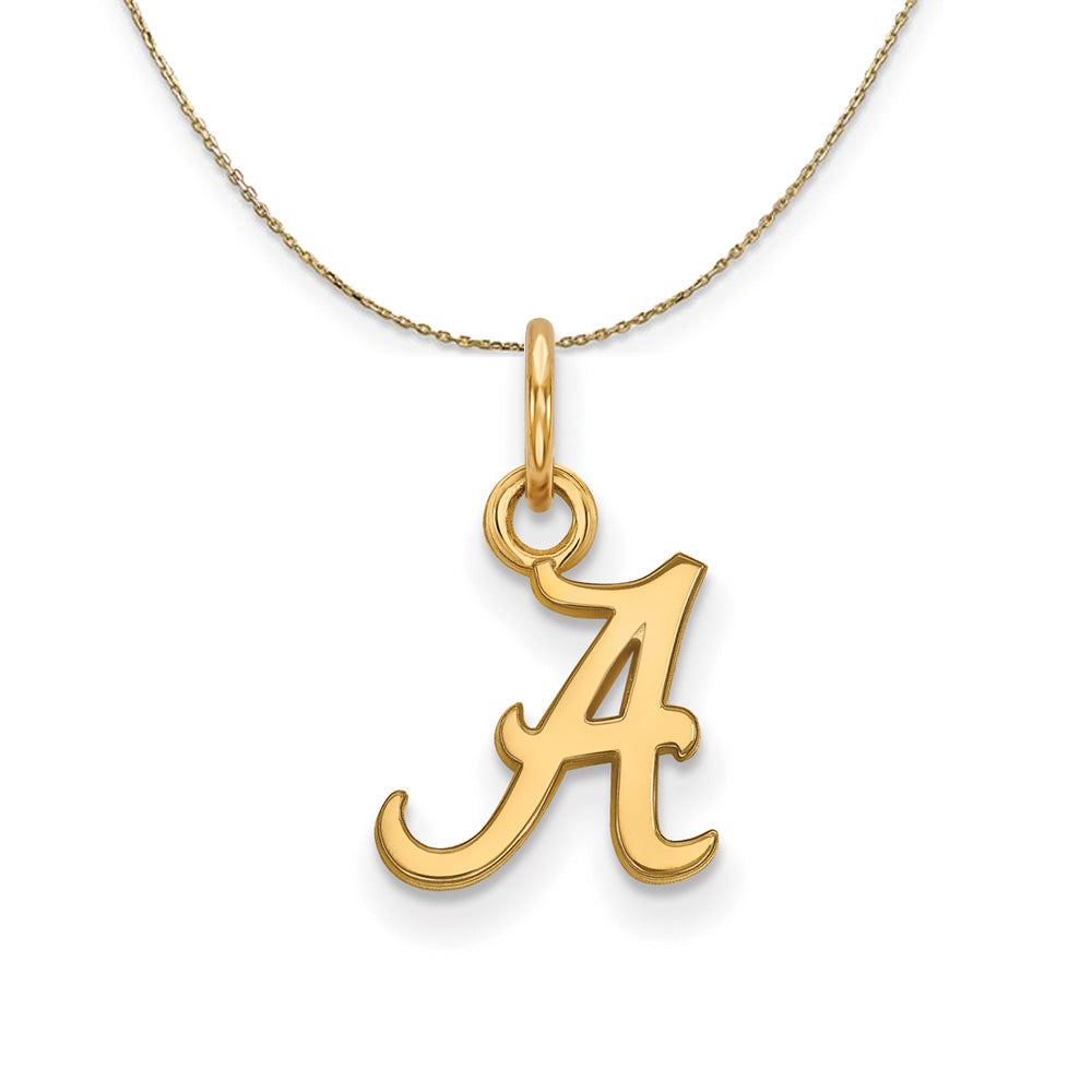 14k Yellow Gold U. of Alabama XS (Tiny) Initial A Necklace, Item N21334 by The Black Bow Jewelry Co.