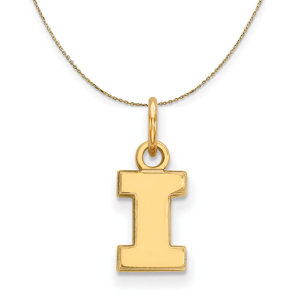 14k Yellow Gold U. of Illinois XS (Tiny) Initial I Necklace, Item N21344 by The Black Bow Jewelry Co.
